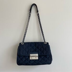 Rare Michael Kors Blue Quilted Denim and Leather Sloan
Shoulder Bag